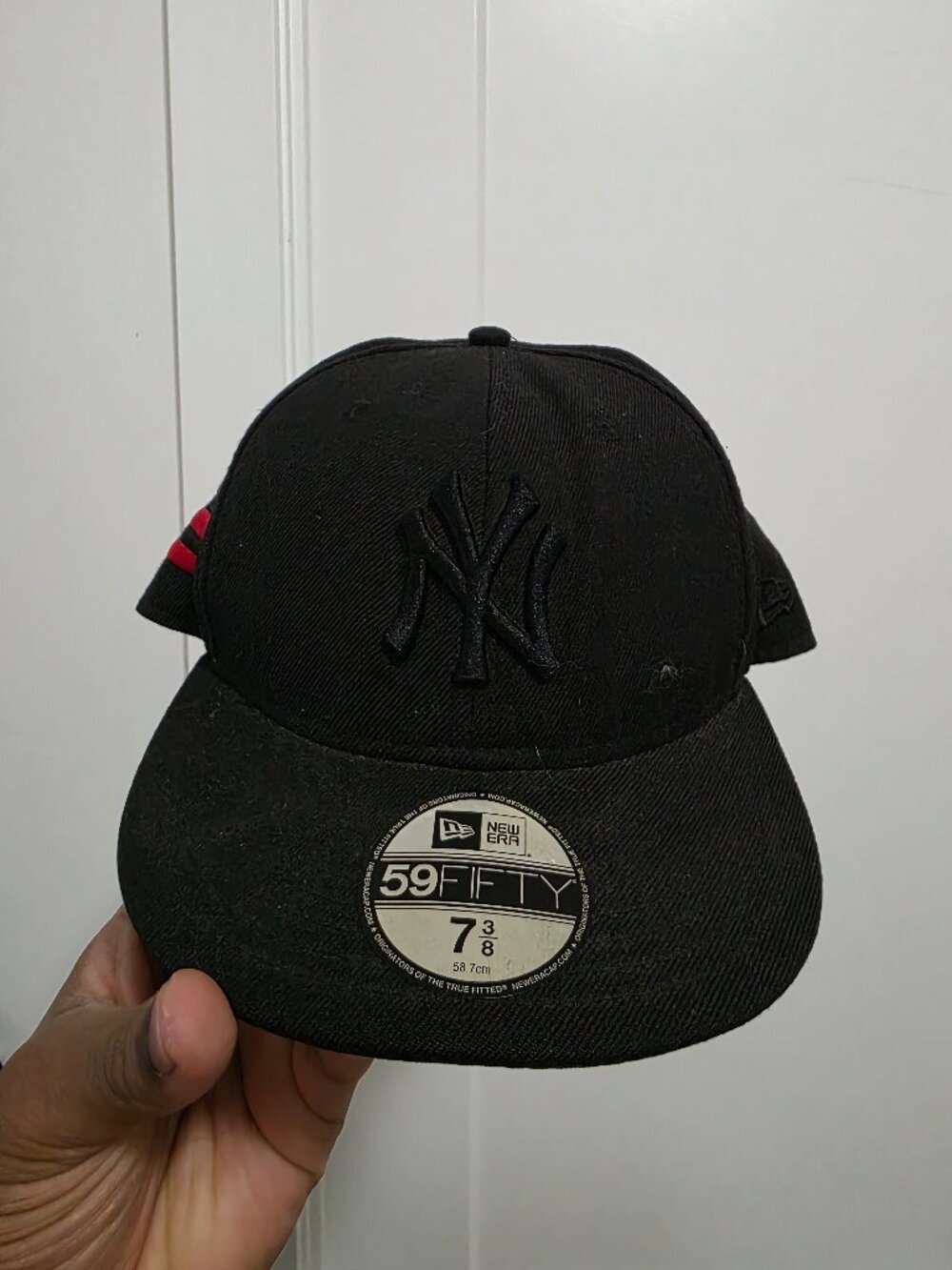 New York Yankees 59fifty Fitted Hat Jay-Z Red and Black Edition RARE
